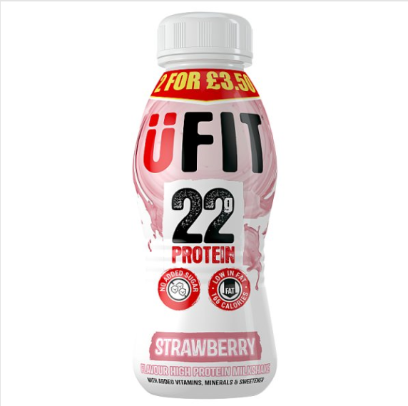 ÜFIT Strawberry Flavour High Protein Milkshake 310ml 8x